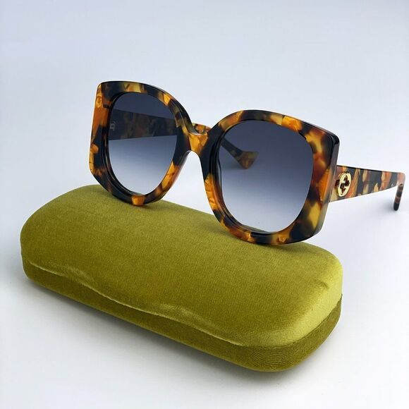 NEW Gucci GG1257S 004 Havana Gradient Blue Butterfly Oversized Women Sunglasses - Picture 2 of 13